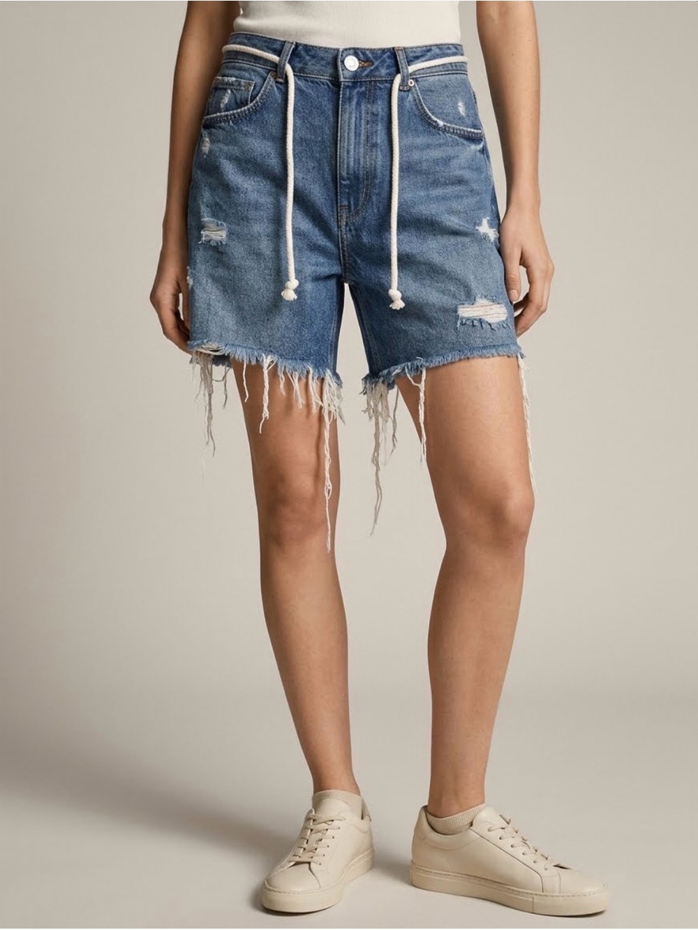 Zara Distressed Denim Shorts NWOT Size Medium $50